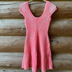 Free People dress XS scoop neck cable knit sweater midi A-line cap short sleeve